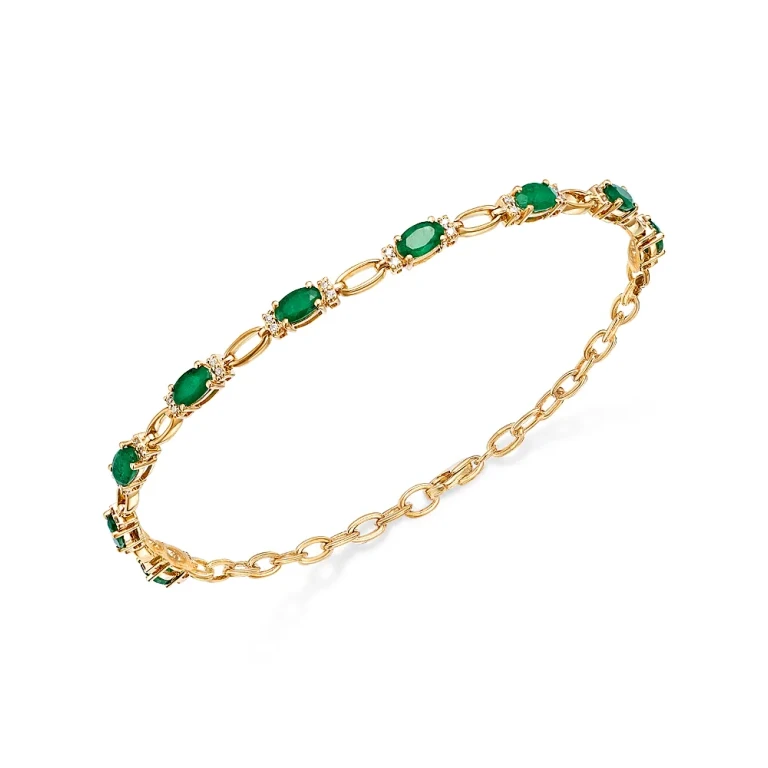 Bloomingdale's Fine Collection Emerald & Diamond Tennis Bracelet in 14K Yellow Gold