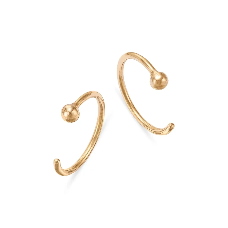 Zoe Chicco 14K Yellow Gold Simple Gold Tiny Ball Reverse Huggie Hoop Earrings