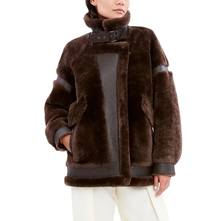 Dawn Levy Sean Geniune Shearling & Leather Coat