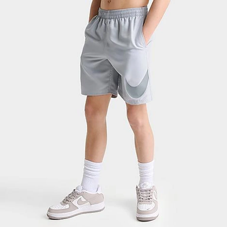 Nike Big Kids Stacked Logo Swim Shorts in Wolf Grey Size: XS