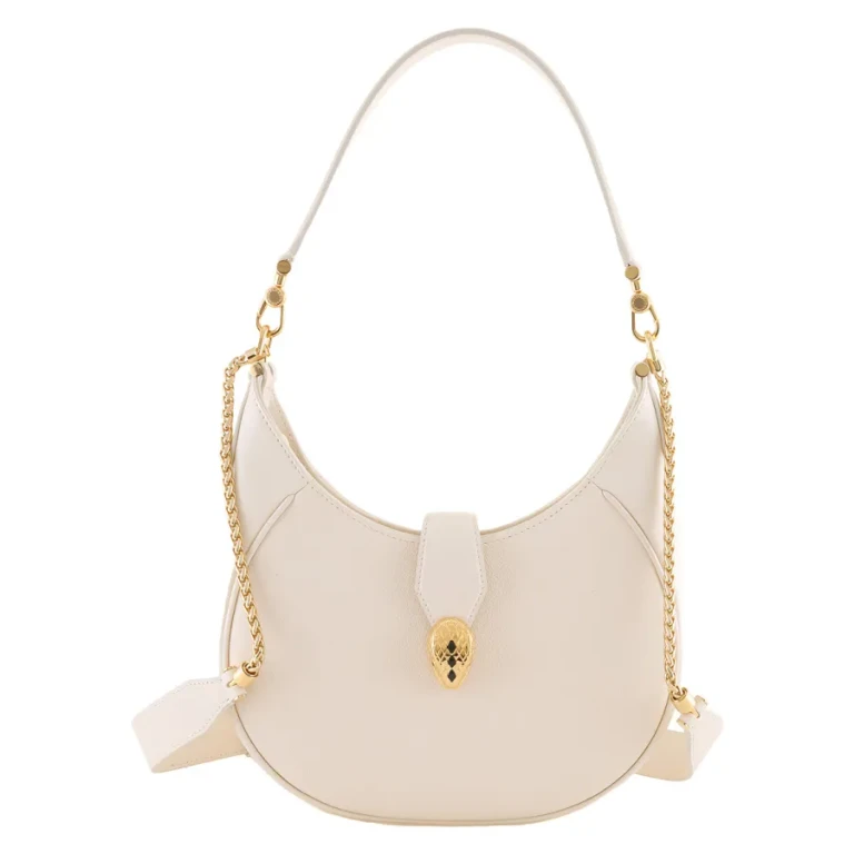 Bvlgari Ivory Serpenti Ellipse Leather Shoulder Bag 291639