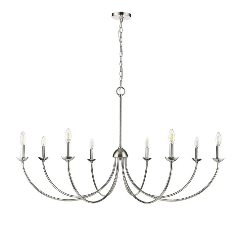 Polished Nickel Eight Light Chandelier from the Huxley Collection