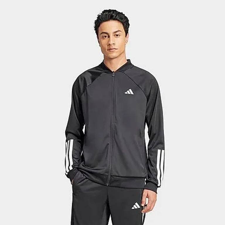 adidas Men's Club Tennis 3-Stripes Knit Jacket in Black Size: Small