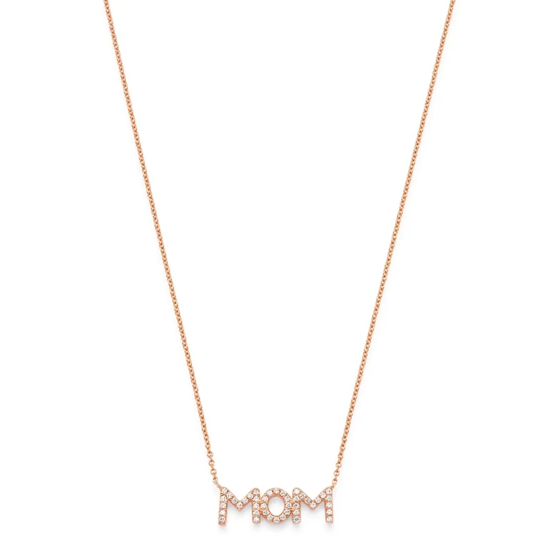 Diamond Mom Pendant Necklace in 14K Rose Gold, 0.08 tcw