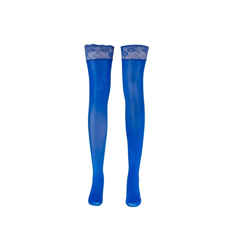 Shiny Sheer Thigh High Nylons | Blue