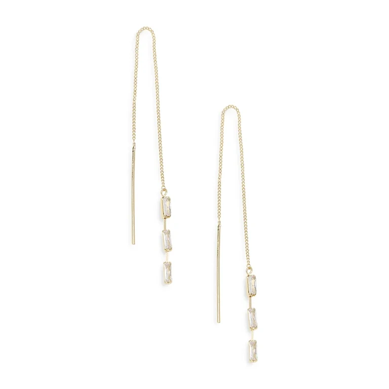 Ettika Triple Baguette Chain Threader Earrings