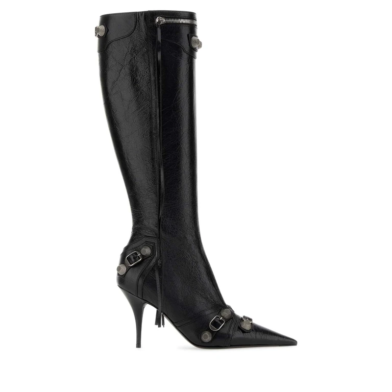 Balenciaga Black Leather Cagole Boots 1081 Stivali - Women