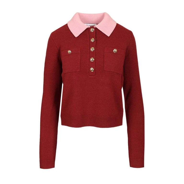 Self Portrait Pull Col Rond - Rouge Brun