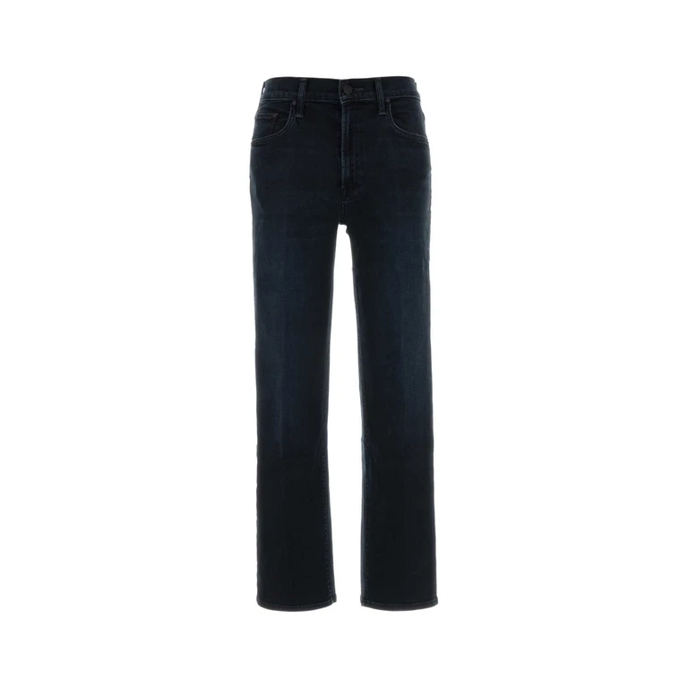 Mother Dark Blue Stretch Denim Rambler Jeans Nero - Women