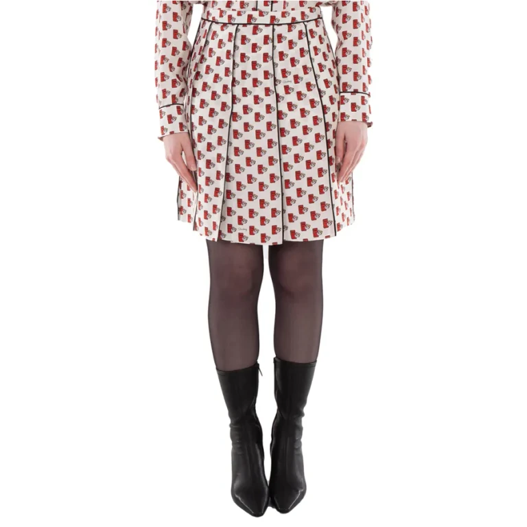 Burberry Postbox Pleated Silk Skirt