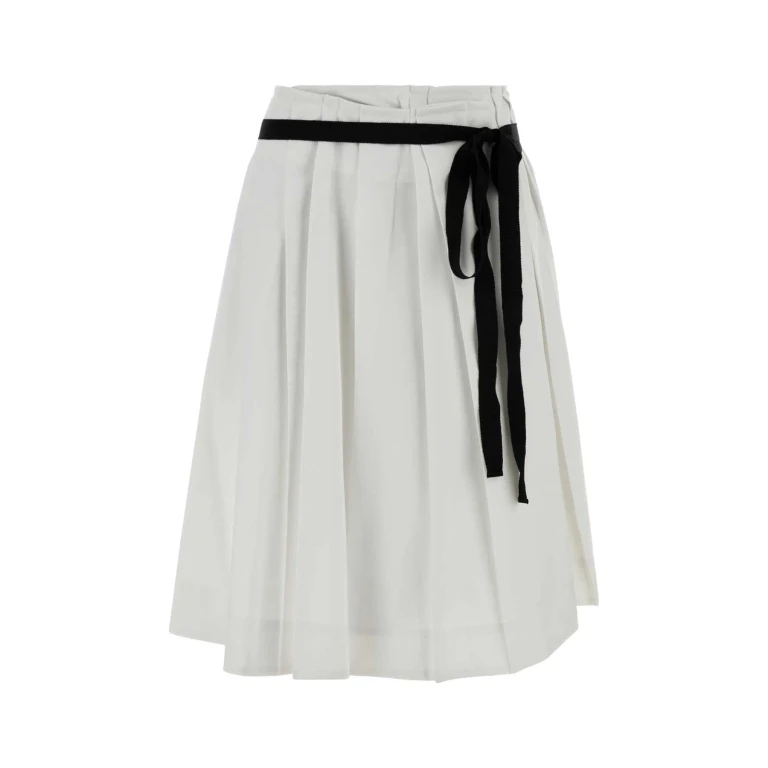 Prada White Gabardine Skirt Bianco Exterior: Polyester Cotton Gonne - Women