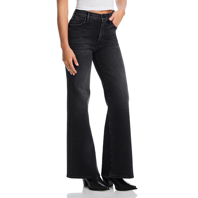 Mother Petites Lil' Hustler Roller Sneak High Rise Jeans in Not Today Satan