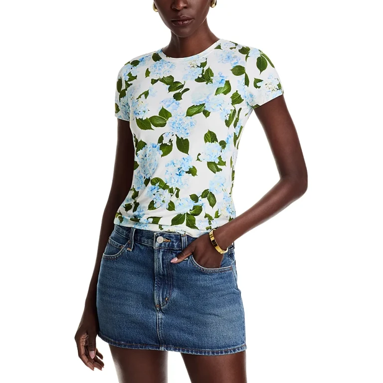 L'Agence Ressi Crewneck Hydrangea Tee