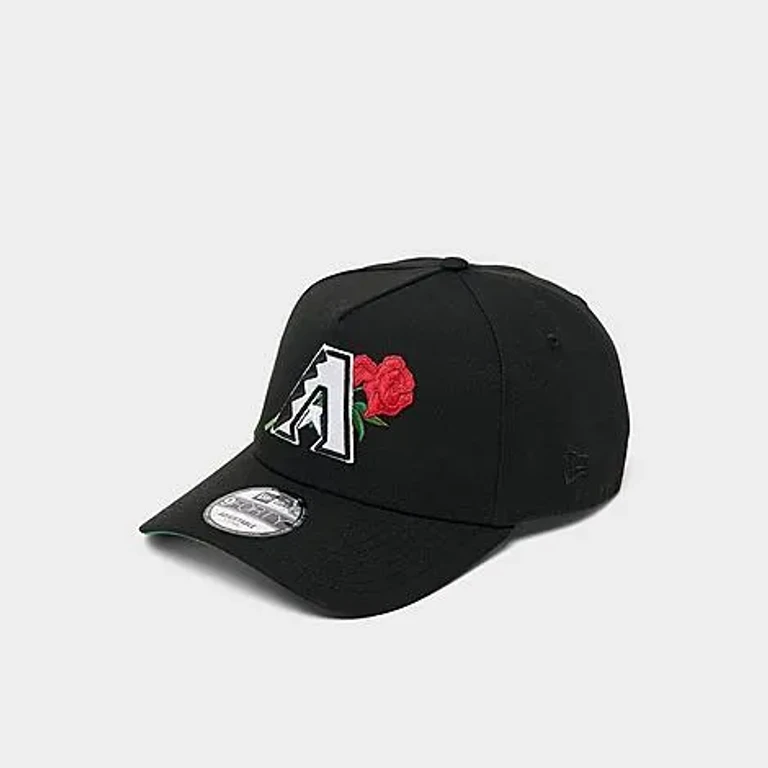 New Era Arizona Diamondbacks MLB Rose 9FORTY A-Frame Snapback Hat in Black/White/Red