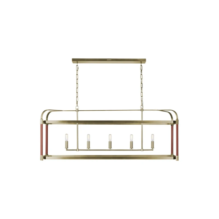 Visual Comfort Studio Hadley 5-Light Chandelier in Time Worn Brass by Lauren Ralph Lauren