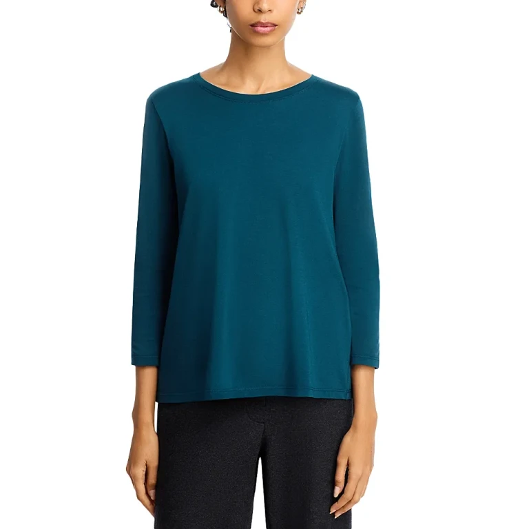 Eileen Fisher Cotton Round Neck Easy Top