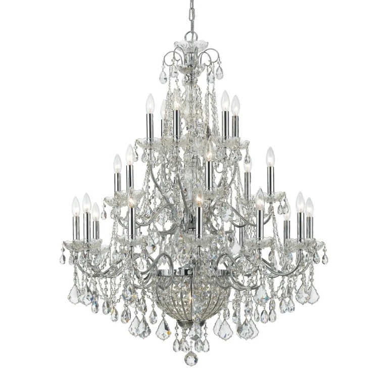Imperial 26-Light 46" Traditional Chandelier in Polished Chrome with Clear Hand Cut Crystals