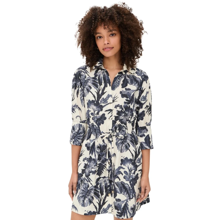 Cara Cara Henry Dress Palm Pavillion Cobalt XL