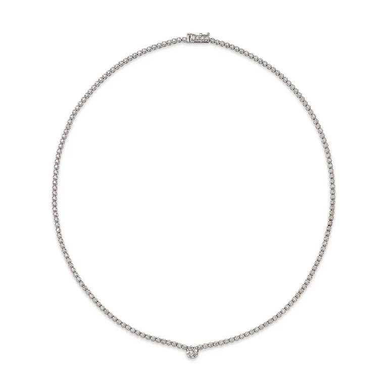 Diamond Solitaire Tennis Necklace in 14K White Gold, 2.30 tcw