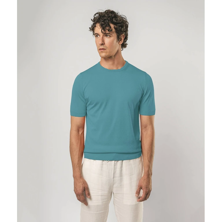 Larusmiani Silk And Cotton T-Shirt Capri Orange Basic Light Kintwear - Men