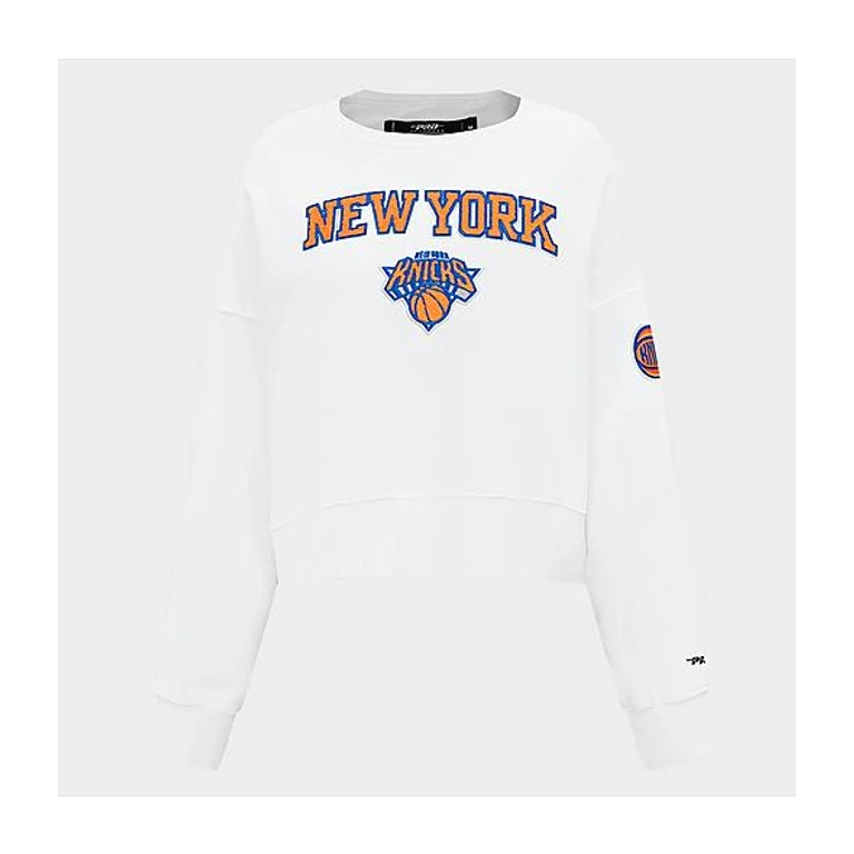 Pro Standard Women's New York Knicks NBA Classic Fleece Crewneck Sweatshirt in White Size: XS