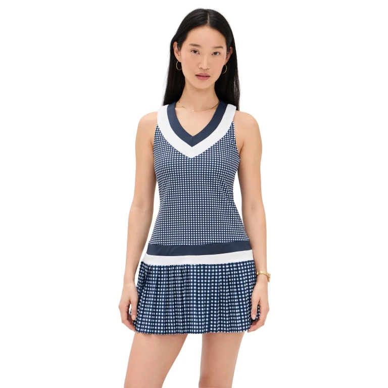 Addison Bay Match Dress Navy Gingham M