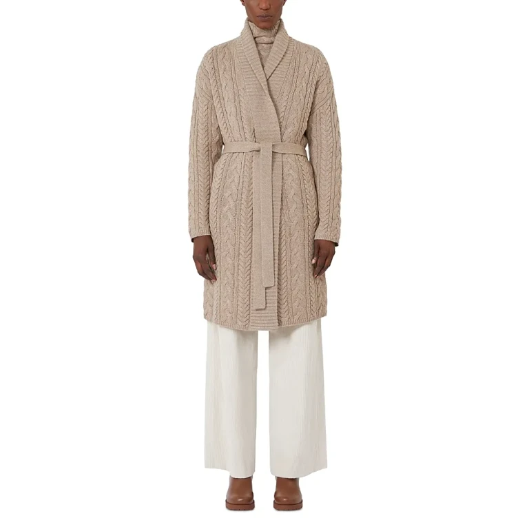 Max Mara Quebec Beige Wool Cashmere Cardigan