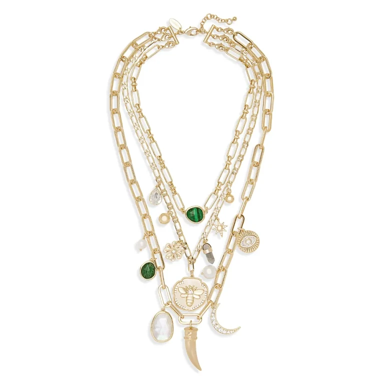 Ramy Brook Stone Charm Jewelry Multi Stone Layered Statement Necklace