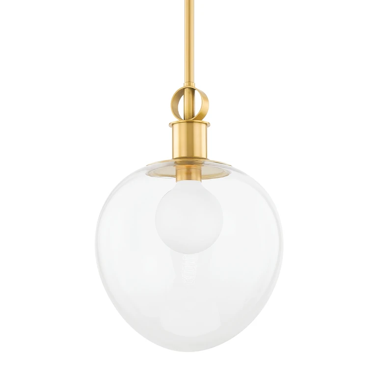 Aged Brass One Light Pendant from the Anna Collection