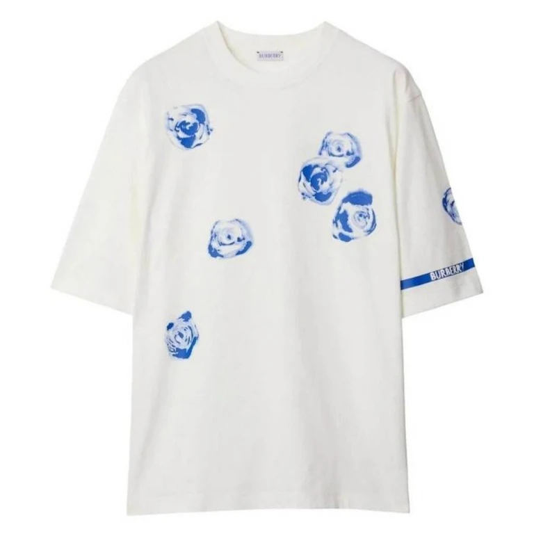 Burberry Rose Print Cotton Jersey T-Shirt
