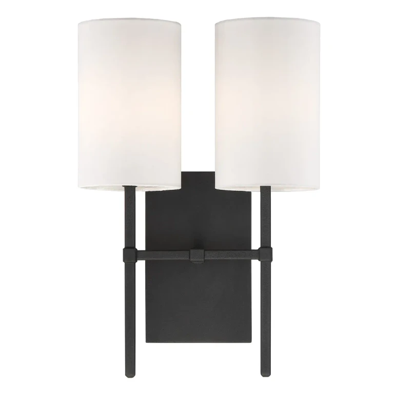Crystorama Veronica 2-Light 17" Wall Sconce in Black Forged