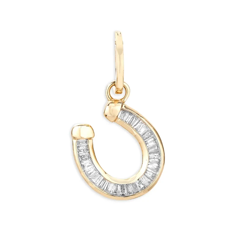 Adina Reyter 14K Yellow Gold Diamond Baguette Horseshoe Pendant