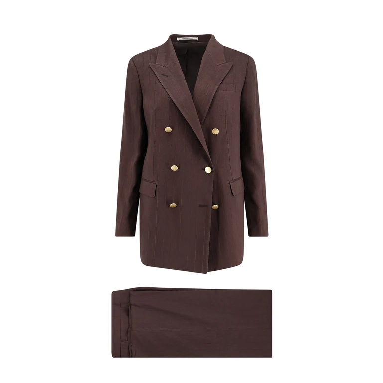 Tagliatore Dresses Marrone Lino Viscosa Elastan - Women