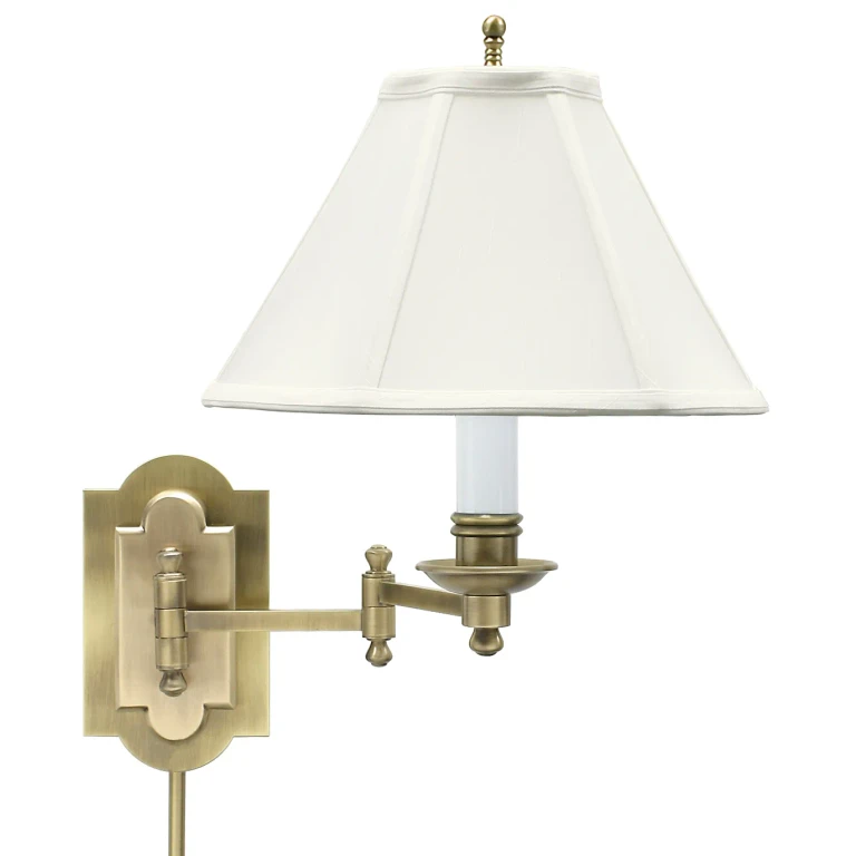House of Troy Club Antique Brass Swing-arm Wall Lamp
