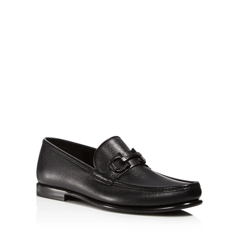 Ferragamo Men's Gancini Crown Bit Leather Loafers