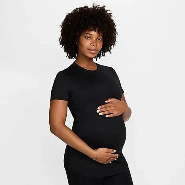 Nike Women's One Dri-FIT Slim-Fit Maternity Short-Sleeve T-Shirt in Magic Ember Size: 2XS