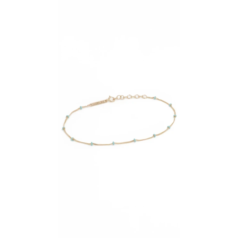 Zoe Chicco 14k Enamel Satellite Chain Anklet Turquoise One Size