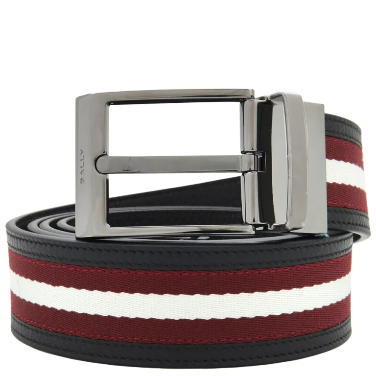 Bally Striped Reversible Leather Belt