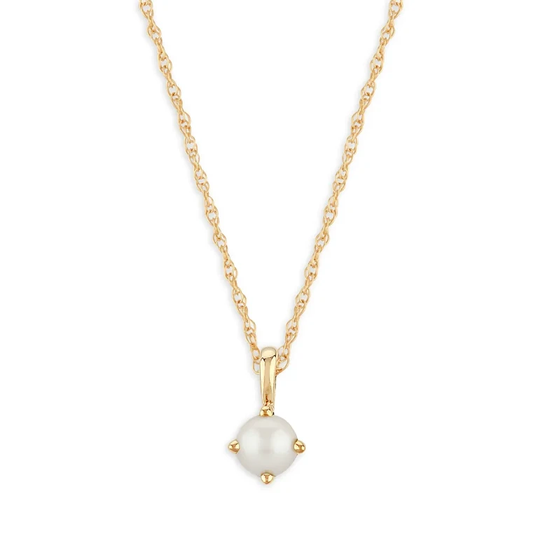 Children's Cultured Freshwater Pearl Pendant Necklace in 14K Yellow Gold, 14