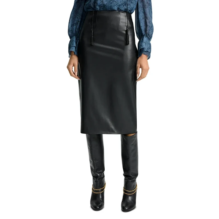 Veronica Beard Holmes Faux Leather Skirt