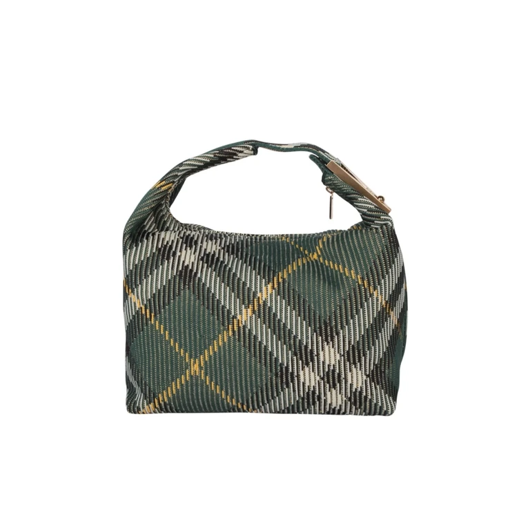 Burberry Embroidered Nylon Medium Peg Handbag