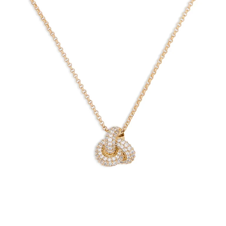 kate spade new york Cubic Zirconia Pave Love Knot Pendant Necklace, 16-19
