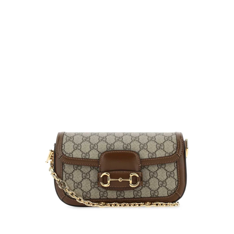 Gucci Leather And Gg Fabric Handbag Brown Borse A Tracolla - Women