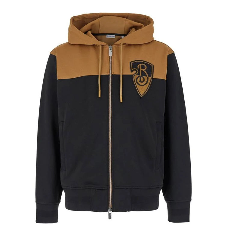 Burberry Logo Patch Front Zip Hoodie