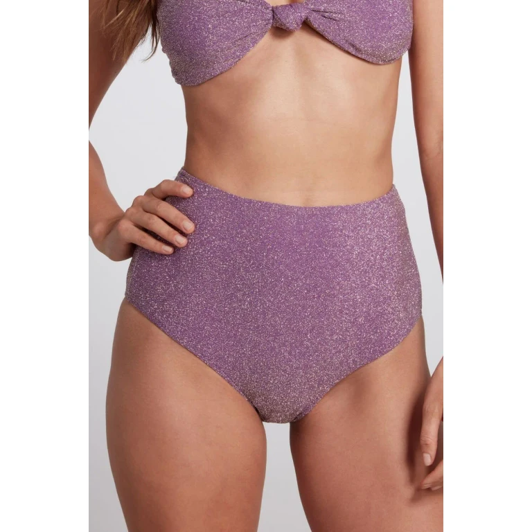 Claire High Waist Bikini Bottom Lurex Lilac