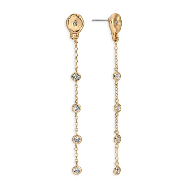 Ettika Dainty Dream Cubic Zirconia Linear Drop Earrings