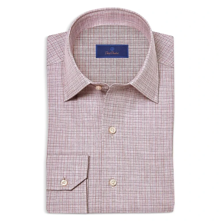 David Donahue Cashmere Blend Twill Check Sport Shirt