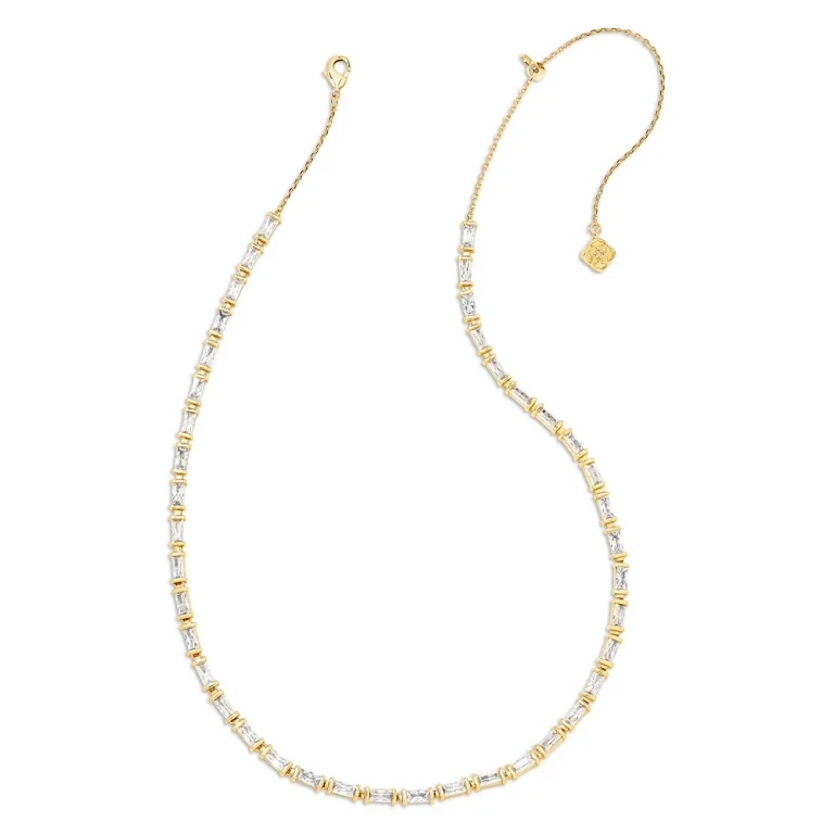 Kendra Scott Juliette Baguette Cubic Zirconia Adjustable Strand Necklace in 14K Gold Plated, 19