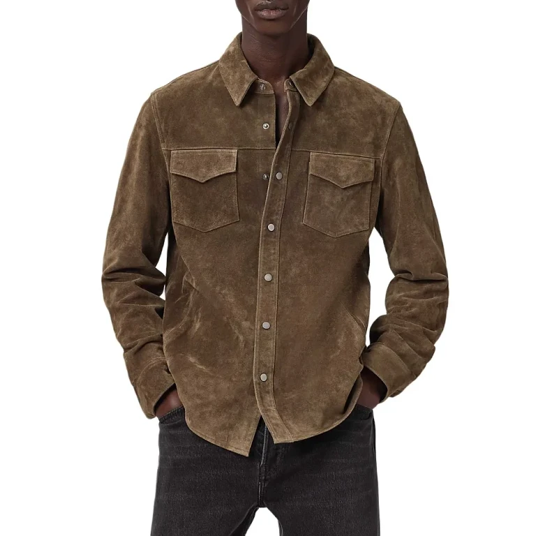 Allsaints Sully Suede Regular Fit Button Down Shirt