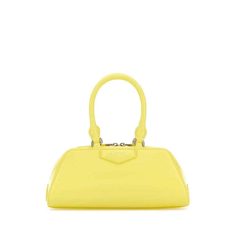 Givenchy Yellow Leather Mini Antigona East-West Handbag Acidyellow Borse A Mano - Women